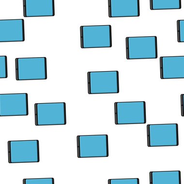 Mor bir arka plan üzerinde izole cihazın düz tarzında yeni dijital mobil tablet modern gadget'lar sorunsuz desen doku. Vektör çizimi