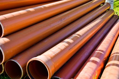 Flanşlı büyük çaplı contalı turuncu plastik endüstriyel polipropilen kalın sıhhi tesisat boruları