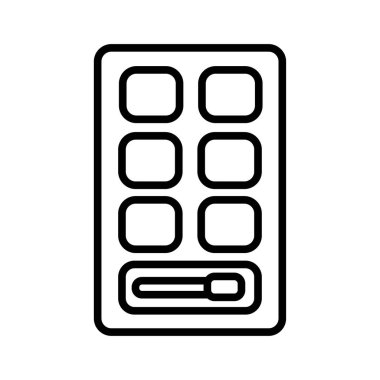 eksikliği ve beyaz simge makyaj güzellik rehberlik uygulayan bir ayna, göz gölgeler ve göz kapaklarını ile basit bir doğrusal çekici kozmetik dikdörtgen toz kutusu. Vektör Illustration