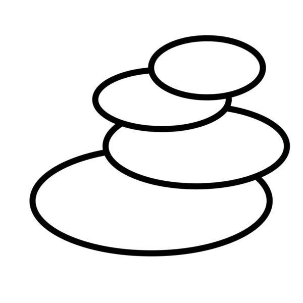 Zwart-wit eenvoudige lineaire icoon van trendy glamoureuze ovale ronde basalt stenen voor massage en steen therapie, schoonheid begeleiding. Vector illustratie — Stockvector