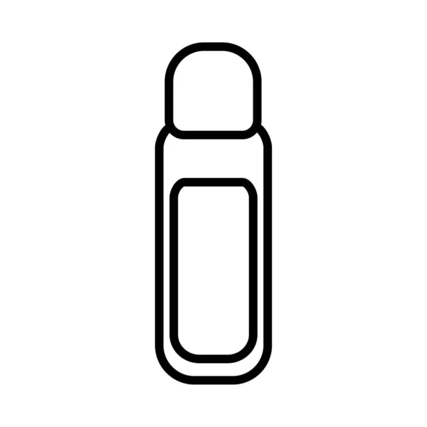 Černá a bílá ikona jednoduchých lineárních, módních skleniček s kosmetickou tekutinou pro odstranění lak na nehty, make-upu pro orientaci krásy. Vektorová ilustrace — Stockový vektor