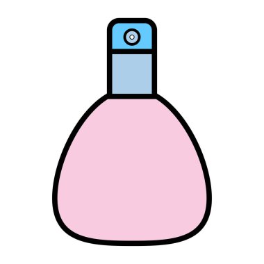 Pembe düz beautyfull simgesi basit bir doğrusal moda çekici kozmetik, parfüm ile cam şişe, adicolon, hoş bir koku ve güzellik rehberlik ile tuvalet suyu. Vektör çizimi