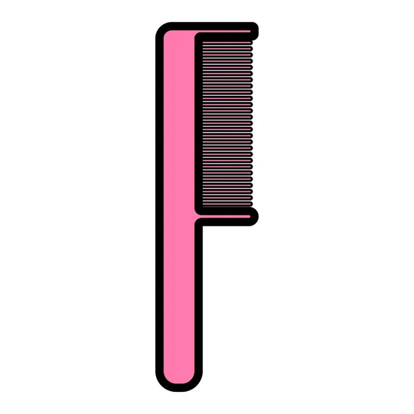 Plochá růžová ikona je jednoduchý lineární módní hřeben s perem a zuby, kadeřnický Nástroj pro tvorbu vlasů a orientaci krásy. Vektorová ilustrace — Stockový vektor