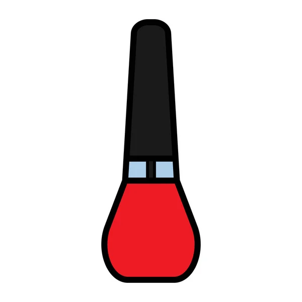 Icono plano es una manicura simple de uno de glamorosa belleza esmalte de uñas rojo, un producto cosmético destinado a la aplicación en las uñas de los dedos de las manos y los pies. Ilustración vectorial — Vector de stock