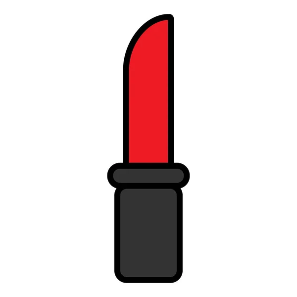 Plano rojo hermoso icono simple lineal cosméticos glamorosos de moda, lápiz labial para maquillaje labial, guía de belleza, maquillaje. Ilustración vectorial — Vector de stock