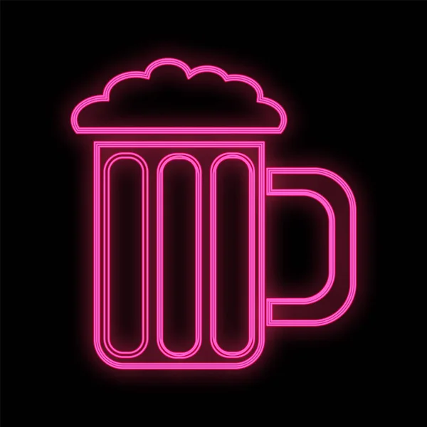 Bright luminous purple neon sign for a restaurant bar cafe beautiful shiny with a beer mug on a black background. Vector illustration — Stock Vector