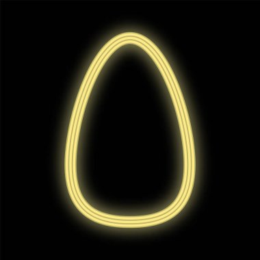 Siyah arka planda küçük oval neon sarısı blender. Makyaj, ton ve yüzüne pudra sürmek için sünger. Akşam tonu, allık sürme. vektör illüstrasyonu