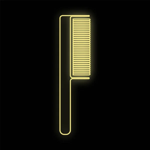 Comb yellow neon on a black background. hairdresser's tool for creating hairstyles, styling, braiding. hair care to keep it clean, healthy and beautiful. vector illustration — Stock Vector