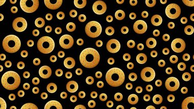 Siyah arka planda donutları olan basit, pürüzsüz bir kalıp.