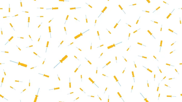 Línea azul Icono del destornillador aislado patrón sin costura sobre fondo amarillo. Símbolo herramienta de servicio. Ilustración vectorial — Vector de stock