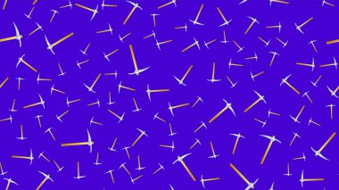 El çizimi ve monokromatik şekilli vektörsüz desen. Kazma görüntüsü sürekli tekrarlanıyor