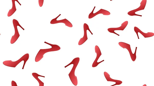Realista detalhada 3d mulher salto alto sapatos vermelhos sem costura padrão fundo em um conceito de estilo elegante branco. Ilustração vetorial de Calçado Feminino Sexy — Vetor de Stock