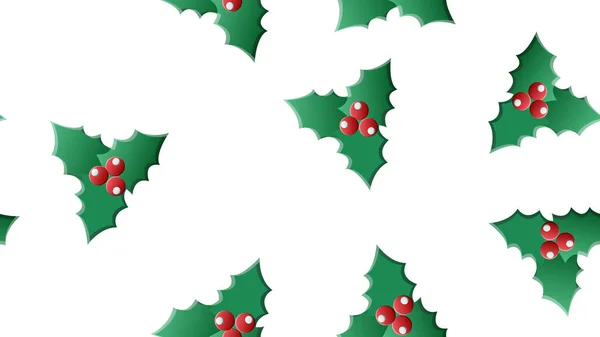 Vector grüne, rote Stechpalme und Mistel Urlaub nahtlose Muster Hintergrund. Ideal für Verpackungen mit Wintermotiven — Stockvektor