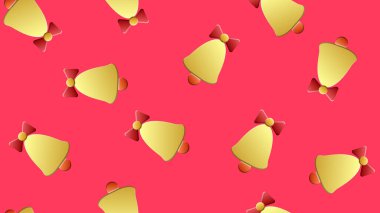 Şıngırdayan çıngıraklı kışın pürüzsüz deseni. Kırmızı fiyonklu Noel şablonu ve beyaz izole arkaplanda kurdeleler