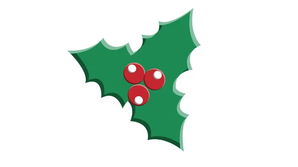 Weihnachten Stechpalme flache Ikone im Cartoon-Stil auf weiß, Aktienvektorillustration — Stockvektor