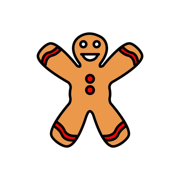 Pain d'épice homme biscuit de vacances ou biscuit icône vectorielle de couleur plate pour les applications alimentaires et les sites Web — Image vectorielle