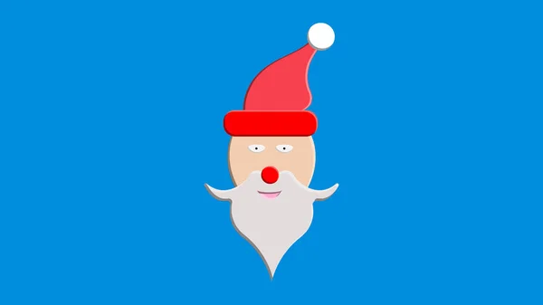 Cara de Santa Claus con barba y sombrero. Dibujos animados ilustración personaje de Navidad aislado sobre fondo blanco. Lindo padre Frost — Vector de stock