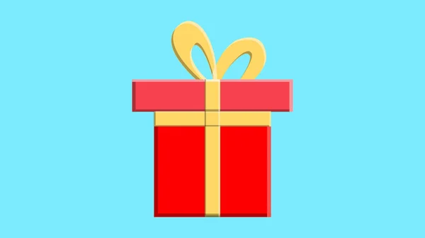 Сюрприз красный подарочный бокс, празднование дня рождения, специальный пакет раздачи, программа лояльности награда, чудо-подарок с восклицательным знаком, векторная иконка, плоская иллюстрация — стоковый вектор