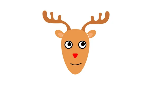 Mignon cerf tête dessin animé décoration joyeux noël icône — Image vectorielle