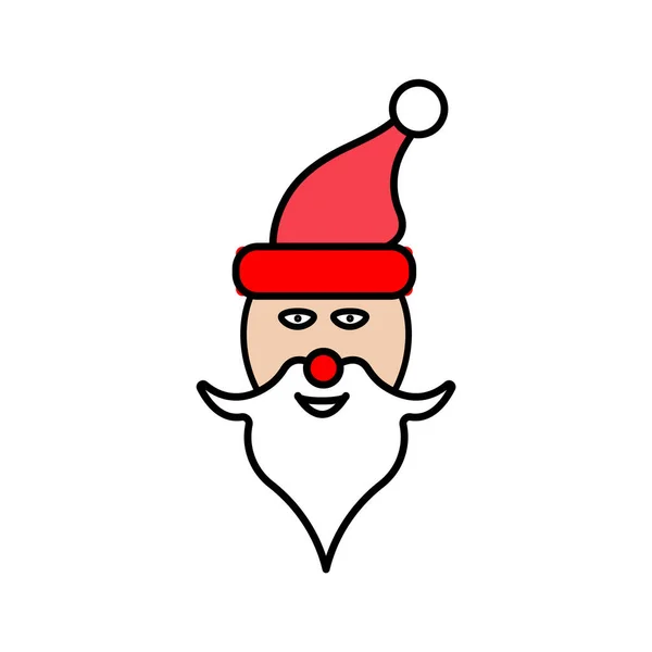 Cute santa claus head, Merry Christmas theme set, filled outline — Stock Vector