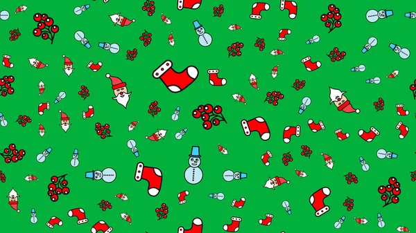 Söt sömlös vektor mönster bakgrund illustration med Santa claus, julgran, godis käpp, presentförpackning, strumpa, klubba, järnek — Stock vektor