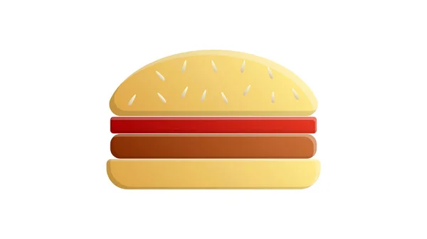 Burger op een witte achtergrond, vectorillustratie. heerlijke hamburger met vulling. snel en betaalbaar eten. vlees, ketchup, kruiden en kaas als vulling. traditioneel hamburgerrecept — Stockvector