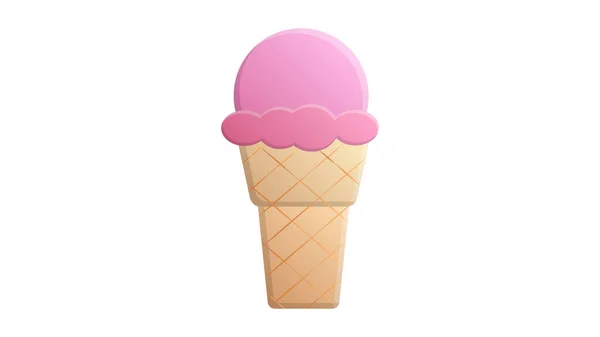 Gelato in una palla di colore rosa in una tazza di cialda marrone su sfondo bianco, illustrazione vettoriale. dolci deliziosi dessert. fast food, uno spuntino veloce nel caldo. carboidrati veloci, cibo spazzatura — Vettoriale Stock