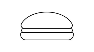 Burger simgesi tasarım şablonu. Düz hamburger logosu. Line Street fast food sembolü. Bar, kafe, tezgah ve teslimat için modern sandviç konsepti