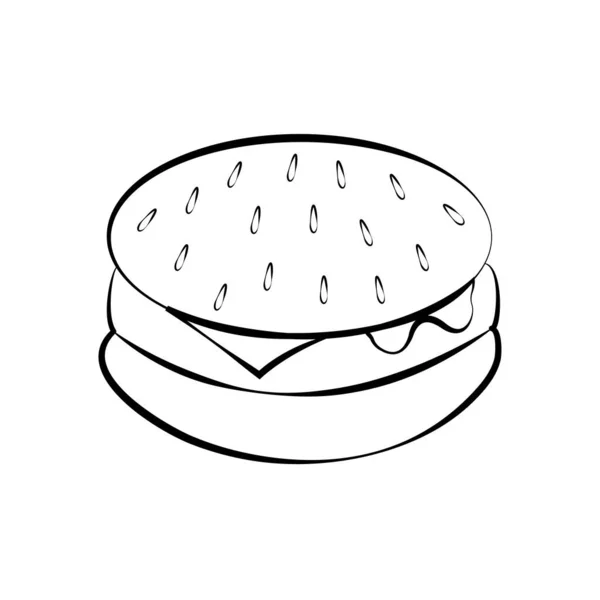 Icono de hamburguesa. Comida rápida. Símbolo de contorno lineal. Icono negro — Archivo Imágenes Vectoriales