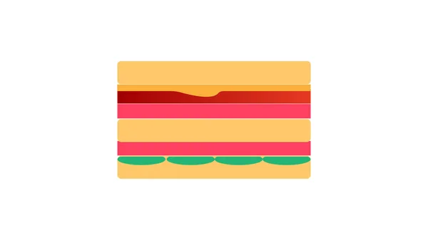 三明治顶部视图向量样式的说明.夹在盘子里的三明治面包被隔离在褐色的背景上.夹心图标,扁平风格 — 图库矢量图片