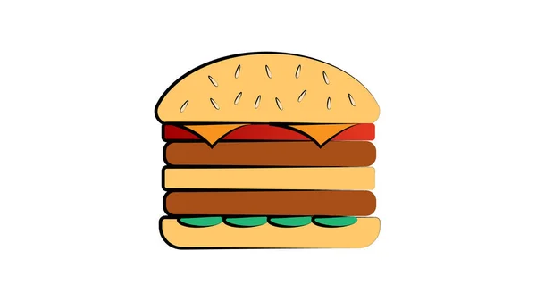 Burger Vector Illustratie. Flat design icoon voor cafés en restaurants — Stockvector