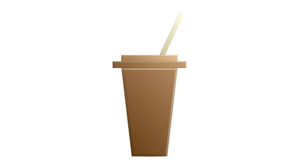 Beyaz arka planda pipetli bir bardakta kahve, vektör çizimi. Kahverengi renkli karton cam. Yeniden kullanılabilir içecek bardakları, çevre bakımı, doğada daha az plastik. — Stok Vektör