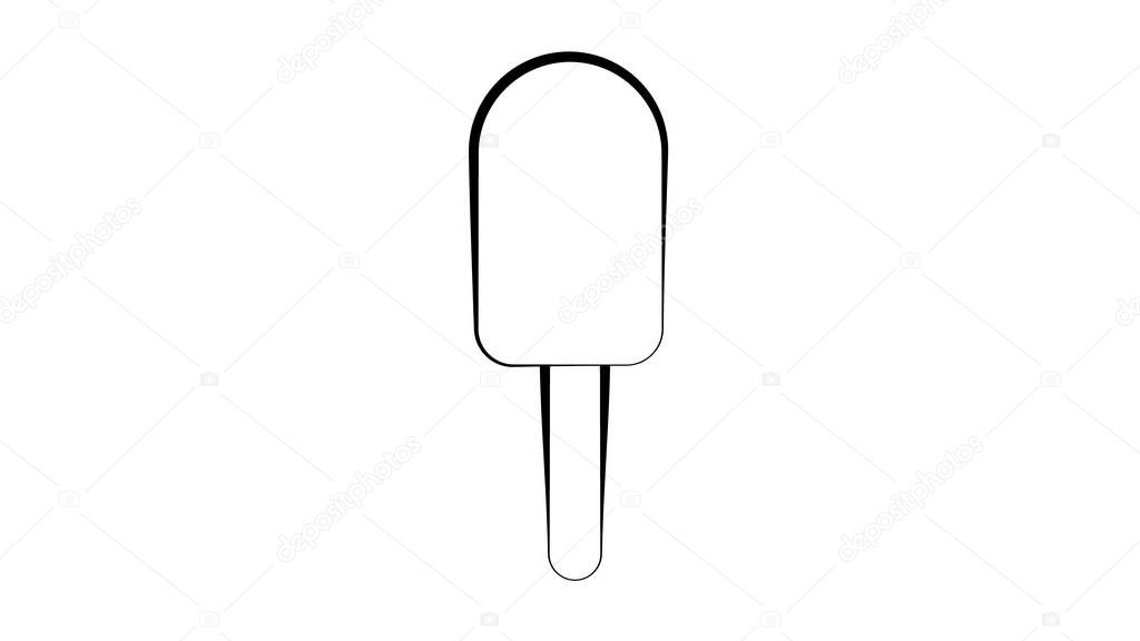 Ice cream sweet, milk, popsicle on a stick on a white background, vector illustration. popsicle is drawn in pencil drawing style. black and white picture.