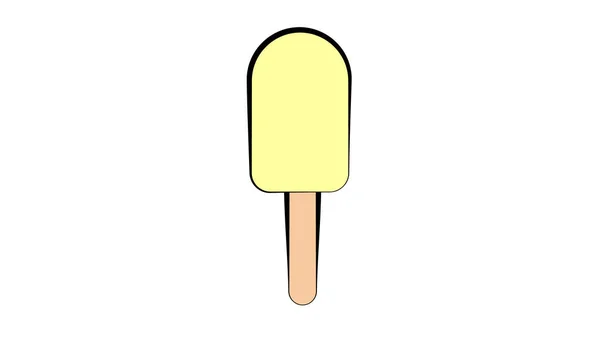 Crème glacée sucrée, lait, popsicle sur un bâton sur fond blanc, illustration vectorielle. popsicle jaune. dessert au citron doux. glace dans un glaçage délicieux et sucré — Image vectorielle