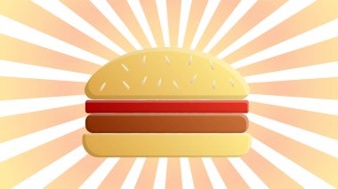 Hamburger ile el çizimi vektör çizimi. Poster, pankart, tişört baskısı, çanta izi, rozet ve logo tasarımı için kullanılır.
