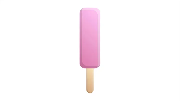 Růžová zmrzlina na tyčince s pruhy ploché izolované — Stockový vektor