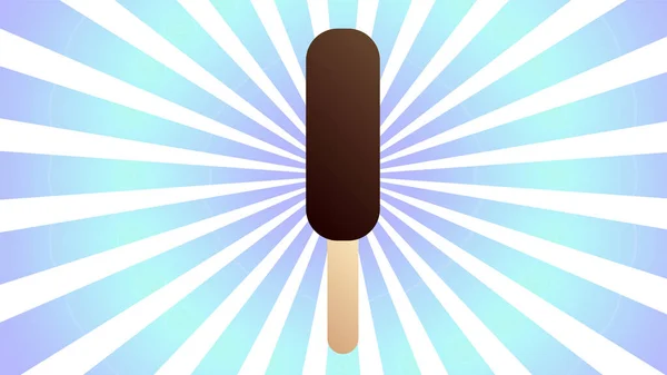 Fagylalt édes, tej, jégkrém pálcikán retro kék-fehér háttérrel, vektor illusztráció. egy finom desszert gyerekeknek és felnőtteknek. édes tej desszert — Stock Vector