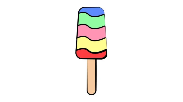 Bitten ice cream in stick melted flat style isolated icon — Stock Vector