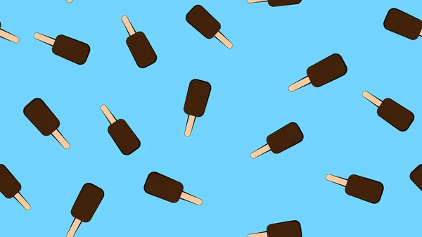 Helado sin costuras patrón vector ilustración icono aislado dibujos animados chocolate postre dulce refrigerio sabroso congelado — Vector de stock