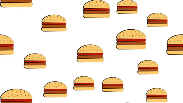 Burger sem costura padrão fundo Vector Design isolado em fundo branco — Vetor de Stock