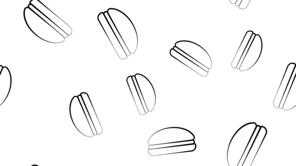 Padrão sem costura de tinta de hambúrguer preto em branco. Ilustração vetorial —  Vetores de Stock