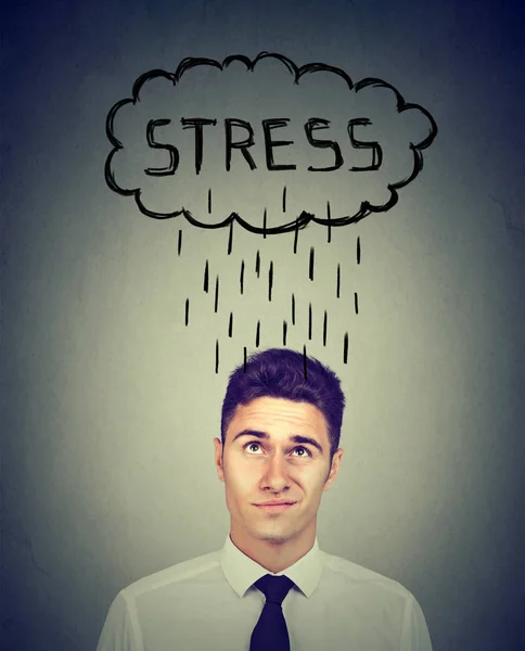 Stressato Giovane Uomo Affari Con Espressione Viso Preoccupato — Foto Stock