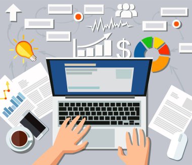 Bir meşgul iş adamı finansal analist İşyeri 