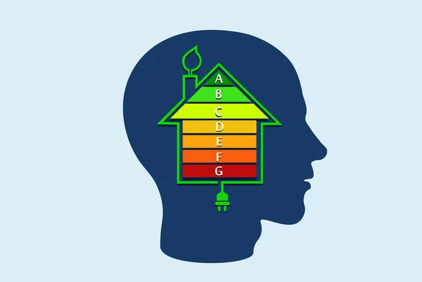 Energieeffizientes Hauskonzept Mit Klassifikationsgrafik Kopf — Stockvektor