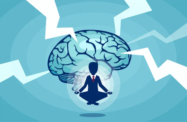 Vektör bir fikir dış stres faktörlerine karşı beyin fırtınası meditasyon işadamı 