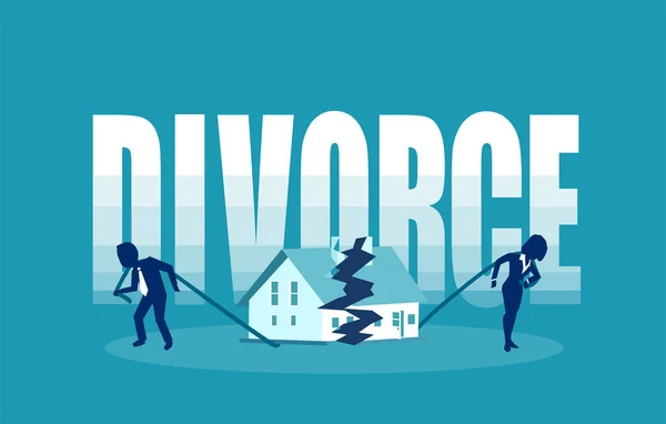 Echtscheiding Huwelijk Problemen Vector Concept Man Een Vrouw Zijn Slepen — Stockvector
