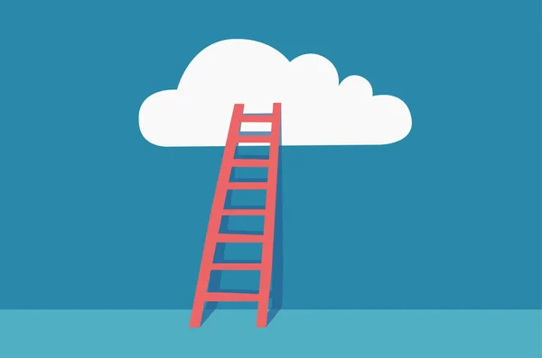 Ladder Naar Wolken Vector Concept Met Minimalistische Ontwerp — Stockvector