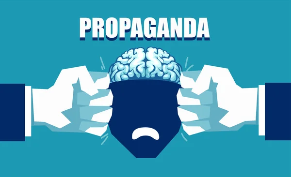 Mind Control Och Propaganda Koncept Vektor Öppen Mänskliga Huvudet Inklämt — Stock vektor