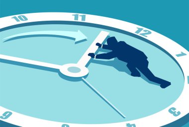 Zamanı durdurmaya çalışırken bir işadamı vektör