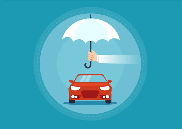 Vector Car Umbrella Symbol Automobile Insurance Concept — Stock Vector
